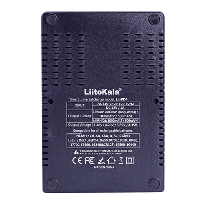Liitokala Lii-Pd2 Lii-Pd4 LCD 3.7V/1.2V/3.2V/3.8V Nimh 18650 18350 18500 21700 20700 26650 Recharge Lithium Battery Charger