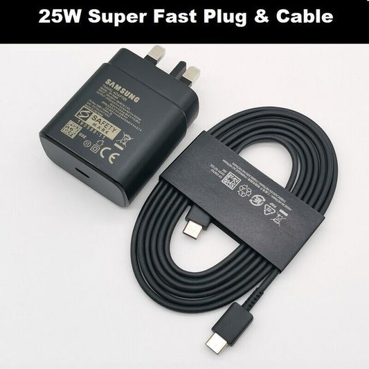 25W Super Fast Charger Adapter Plug & Cable for Samsung Galaxy Phone S23 S22 S21