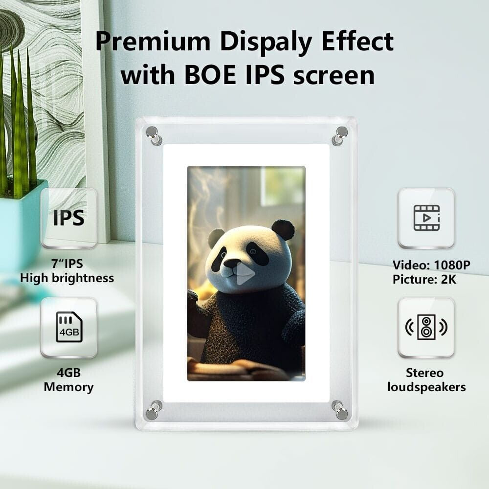 Acrylic Digital Photo Video Frame 7Inch Smart Electronic Picture Memories Gift
