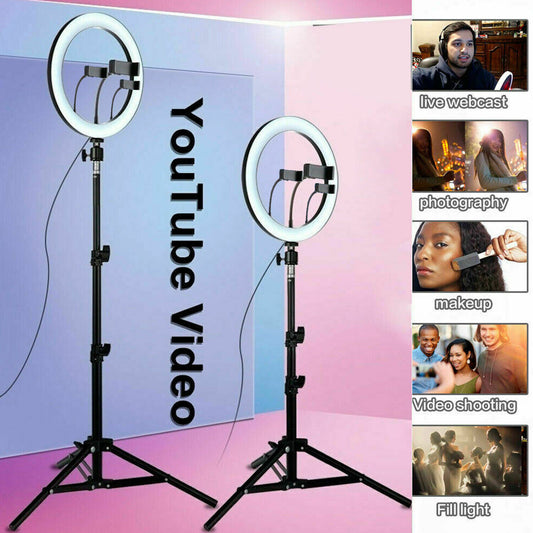 14'' LED Selfie Ring Light with 1.7M Tripod Stand Cell Phone Holder Makeup Live