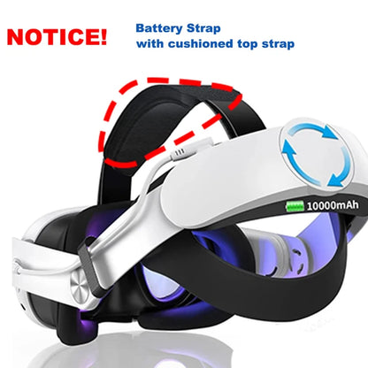 Adjustable Head Strap for Quest 3 VR Headset 10000Mah Battery Extend VR Playtime Enhanced Support for Meta Quest 3 Accessories