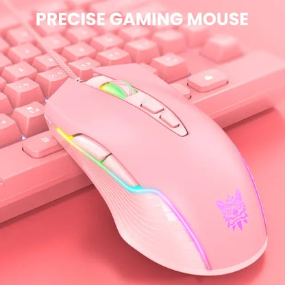Gaming Headphones Esports Package with Dynamic RGB Light Detachable Cat Ears Mouse Holder Wired Headset with Mic Gamer