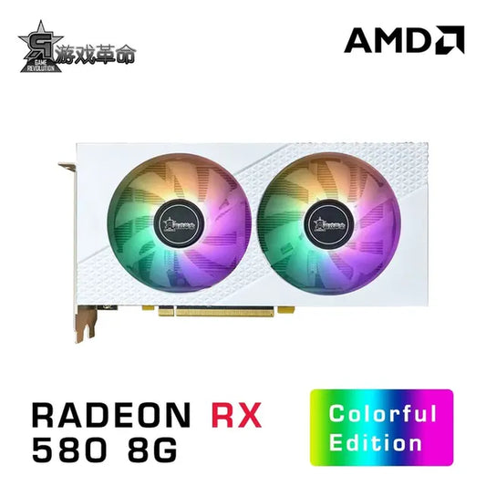 RX 580 8GB GDDR5 256Bit White AMD GPU for Desk Computer Gaming Graphics Card
