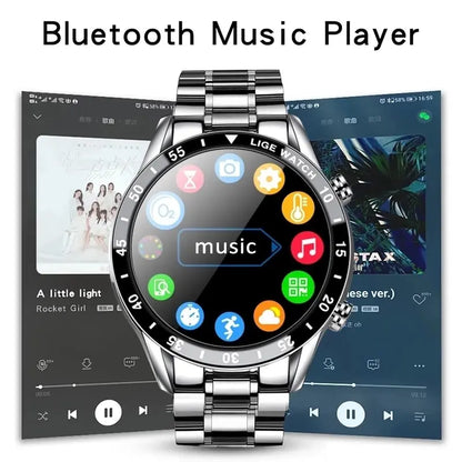 2024 Smart Watch Men Full Circle Touch Screen Bluetooth Call Men Smartwatch Waterproof Sport Activity Fitness Watch+Box