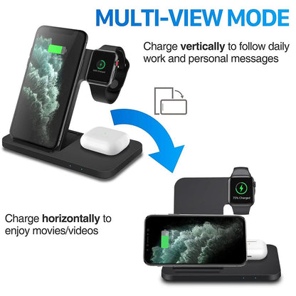 3 in 1 15W Fast Wireless Charger Charging Dock Station for Iphone 15 14 13 12 11 Pro MAX XR X 8 Apple Watch 8 7 6 SE Airpods Pro