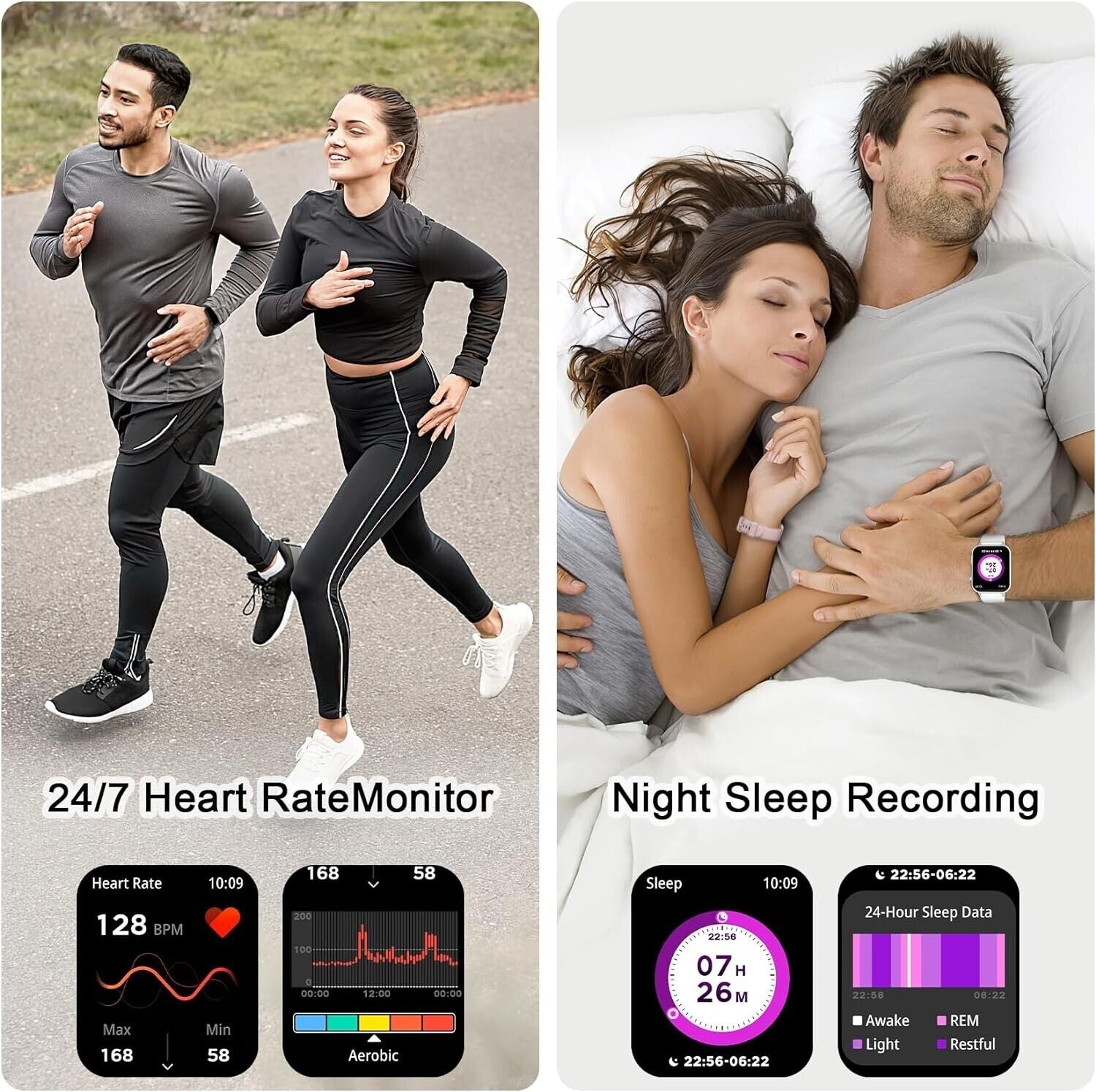 IOWODO Smart Watch Fitness Tracker Heart Rate Monitor Women Men Sport Watches