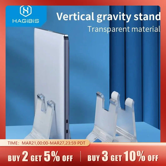 Vertical Laptop Stand Transparent Desktop Gravity Holder Notebook Support for Macbook Pro Air Surface Book Laptops