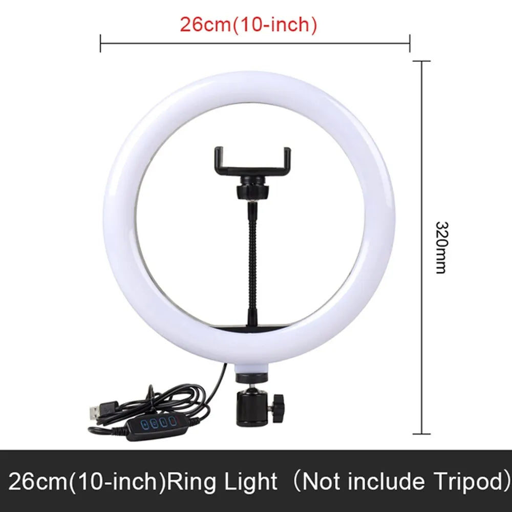 10Inch Selfie Ring Light, Photography Fill Light Led Ring Lamp Ringlight for Video Recording Live Broadcast Selfie Led Lamp