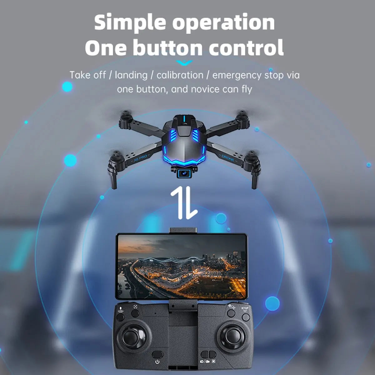 X6 Optical Flow Positioning Foldable Drone Dual Camera LED Light Auto Linking Obstacle Avoidance Smart Return Emergency Stop