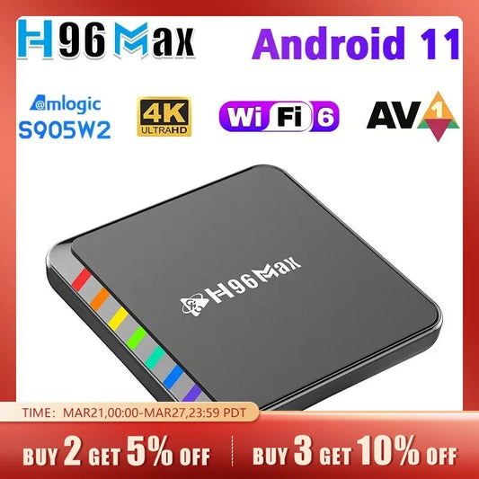 Smart TV Box Android 11 S905W2 4GB 32GB 64GB AV1 Quad Core WIFI6 4K  W2 Set Top Box Media Player TV Box