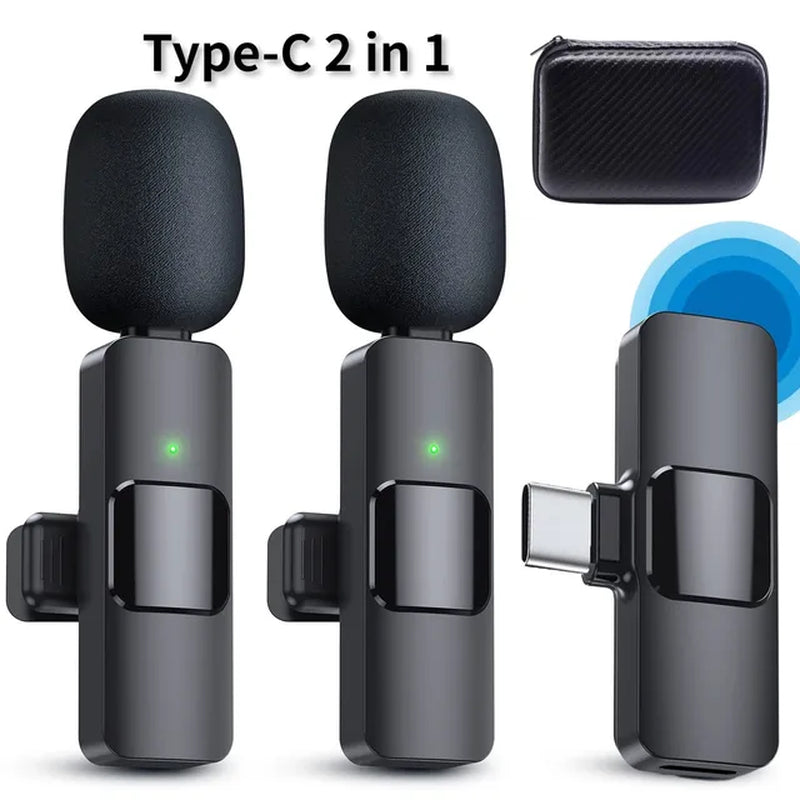 JOCEEY K9 Lavalier Wireless Microphone,Wireless Microphone,Live Microphone for IOS and Type-C Phone Microphone for Recordin